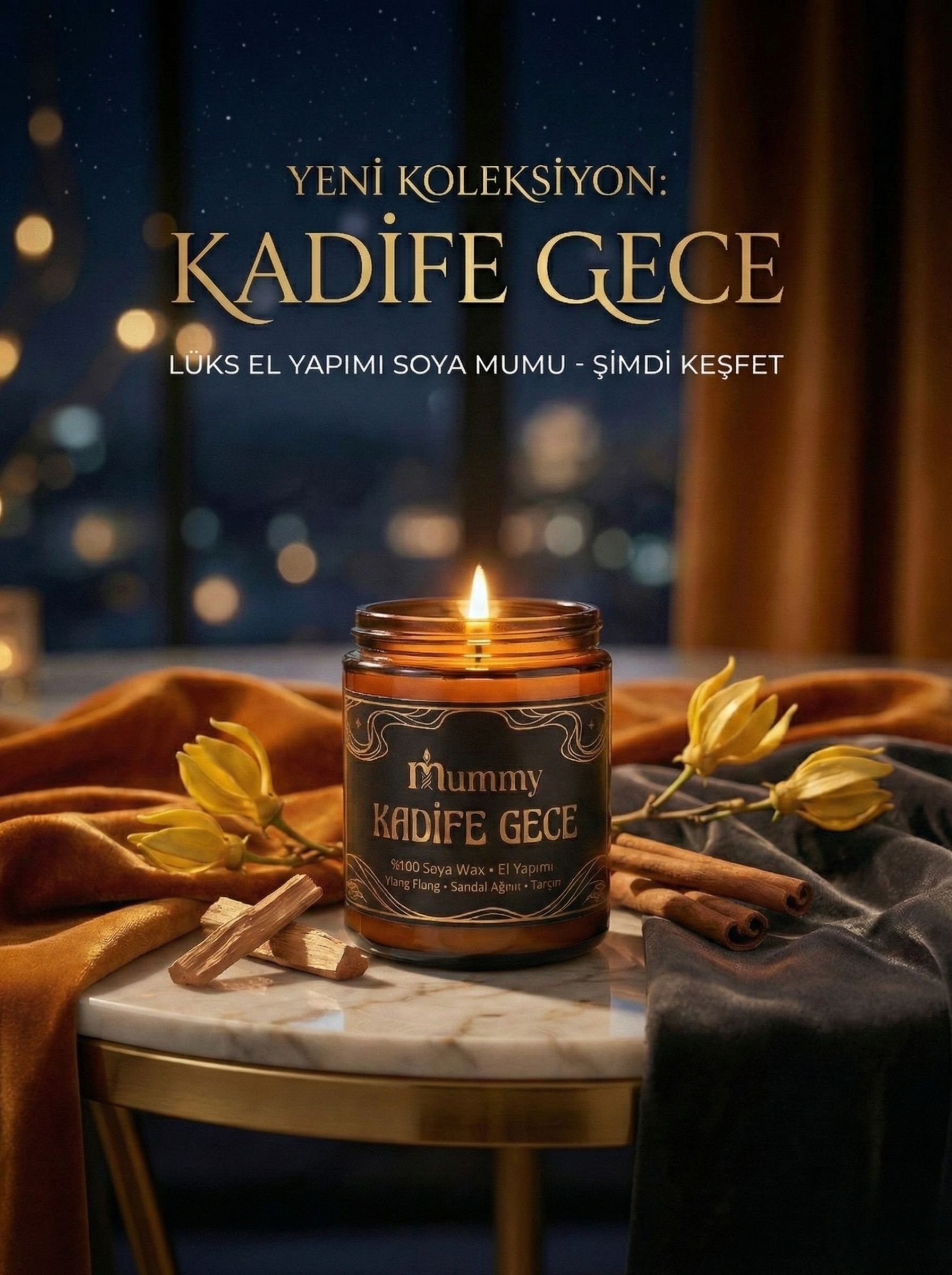 Kadife Gece Mum Hediyelik